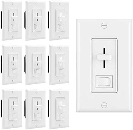 (10 Pack) CML Dimmer Switch, Single Pole or 3-Way, for Dimmable LED Lights, Halogen/Incandescent/CFL Bulbs, Wallplate Included, UL Listed, White