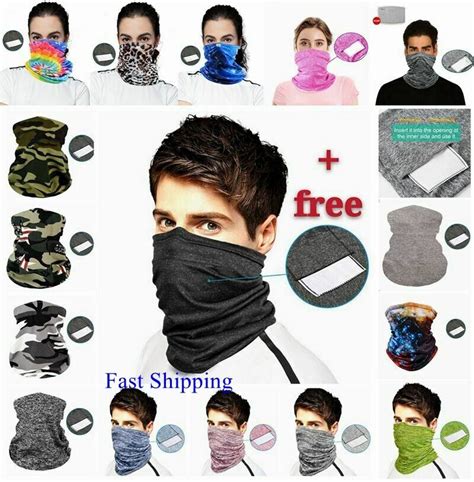 2pcs Wolf With Filter Face Cover Reusable Bandana Washable Scarf For Men Women Teens Adults