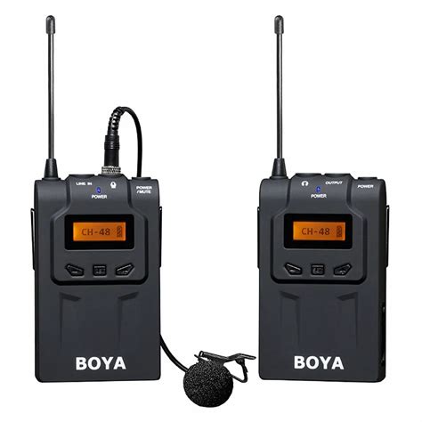 BOYA 48-Channel UHF Omni-Directional Wireless Lavalier Microphone System with Portable Transmitter Receiver 3.5mm XLR Outputs for Canon Nikon Sony Camera, DSLR, Camcorder Live Stream Interview