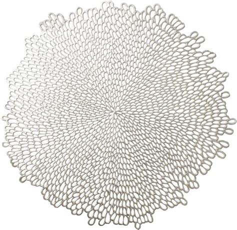 Benson Mills Bloom Pressed Vinyl Placemat Set of 4 (15.5" Round, Set of 4, Silver)