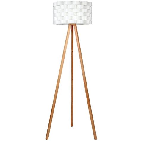 Brightech Bijou Tripod Floor Lamp Contemporary Design for Modern Living Rooms Soft Ambient Lighting Made with Natural Wood - Natural Color Wood