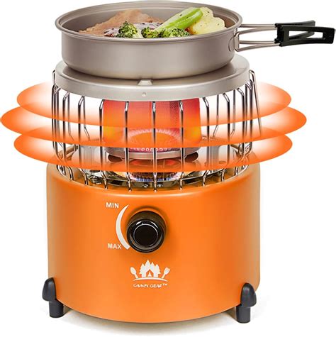 Campy Gear Chubby 2 in 1 Portable Propane Heater & Stove, Outdoor Camping Gas Stove Camp Tent Heater for Ice Fishing Backpacking Hiking Hunting Survival Emergency (Orange)