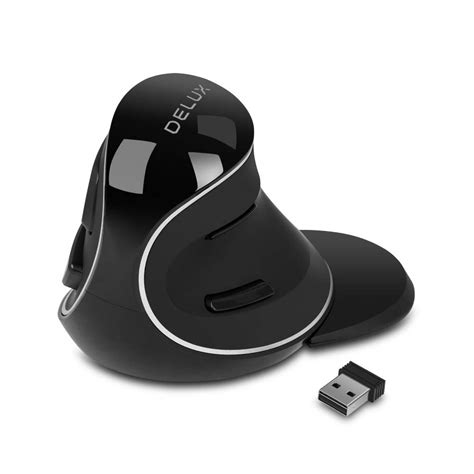Deal Product DeLUX Ergonomic Wireless Mouse with USB Receiver, 2.4G Wireless Vertical Mouse with 3 Adjustable DPI (800/1200/1600), 6 Buttons, Removable Wrist Rest for Laptop PC Computer (M618Plus Wireless-Black)