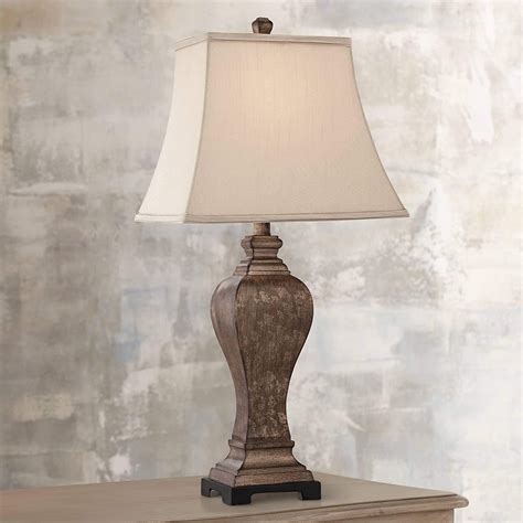 Edgar Traditional Table Lamp Antique Bronze Brown Square Urn Geneva Taupe Fabric Rectangular Shade Decor for Living Room Bedroom House Bedside Nightstand Home Office Family - Regency Hill