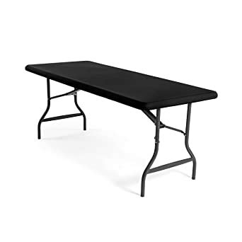 Iceberg iGear Stretch Fabric Table Top Cap Cover, Solid Black, Poly Spandex, For 8’ Long Tables