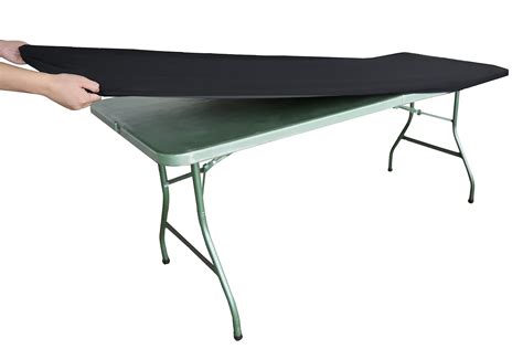 Iceberg iGear Stretch Fabric Table Top Cap Cover, Solid Black, Poly Spandex, For 8’ Long Tables