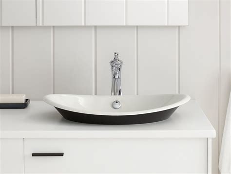 KOHLER K-5403-W-0 Iron Plains Wading Pool Oval Bathroom Sink with White Painted Underside, White