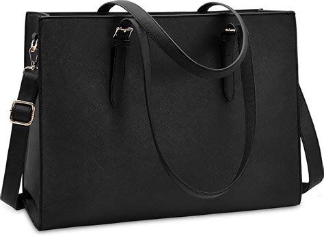 Laptop Tote Bag for Women,15.6 Inch Laptop Lightweight Large Work Bag Carry-on Shoulder Bag with Small Pouch VONXURY Black