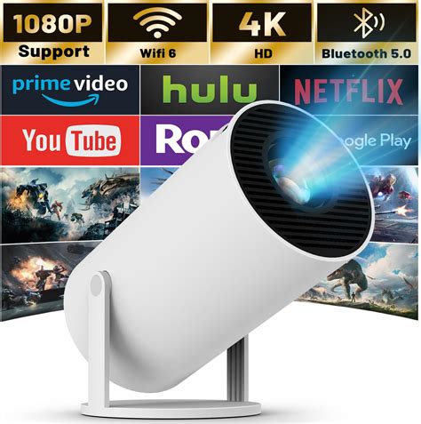 Flash Deals - 80% OFF Mini HD Projector with WiFi&Bluetooth&Android TV, Wireless Outdoor Projector 1080P Support, Home Theater Projector Video Gaming Screen Mirroring Airplay for Fire Stick,PC,HDMI,USB,VGA,DVD,PS4,Laptop