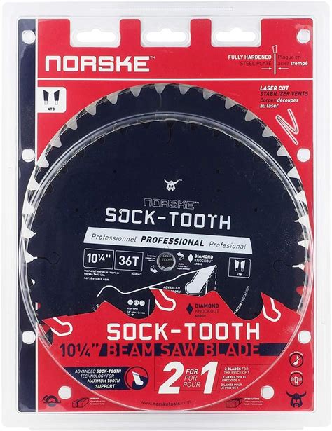 Norske Tools 10-1/4 inch by 36T Socktooth Beam Saw Blade with 5/8 inch and Diamond Knockout Bore Twin Pack, NCSBS421C