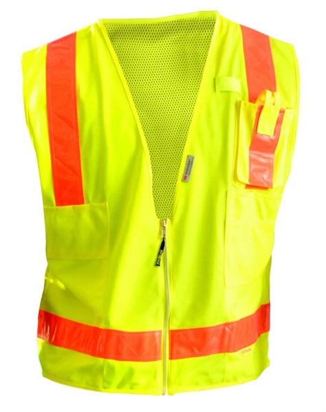 Occunomix LUX-SSLSDZ-Y5X Class 2 High Visibility Premium Solid/Mesh Gloss Vest, 5X-Large, Yellow