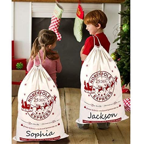 OurWarm 2pcs Large Santa Sacks, Bags, Canvas Blank Storage Bags with Drawstring for Christmas Holiday Party Decorations, 28x20 Inch