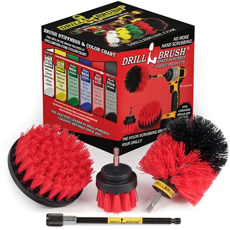 Outdoor - Cleaning Supplies - Drill Brush - Stiff Bristle Power Scrubber Kit with Extension for - Garden - Fire Pit - Patio - Deck - Floor Cleaner - Concrete - Stone - Brick - Spin Brush - Bird Bath