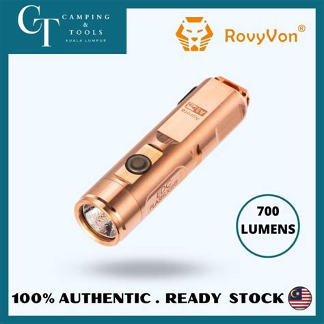 RovyVon Aurora A9 Pro Copper LED Keychain Flashlights, Max 700 High Lumens Super Bright XP-G3 with EDC Pocket-sized,5 Mode,Water Resisant,Micro USB Rechargeable,Best for Camping Emergencies Outdoor