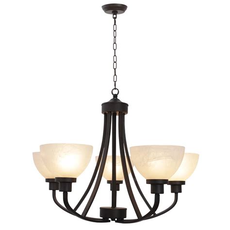 VINLUZ Contemporary 5-Light Large Chandeliers Oil Rubbed Bronze Modern Lighting Fixtures Hanging Clear Glass Shades Pendant Lighting for Dining Room Living Room Kitchen