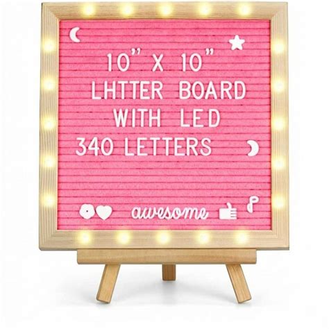 Flash Sale Buy 1 get 1 WARTLEVES Felt Letter Board with LED Lights & Stand -10'' x 10'' White Message Board with 376 Letters, characters, 5 Accessories & Sign, Changeable LetterBoard with Canvas Bag Apply to Wall or Tabletop Display