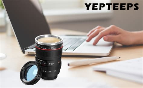 Amazon Crazy 🔥 Deals Yepteeps Coffee Mug, Camera Lens Travel Thermos, Stainless Steel Insulated Cup with Easy Clean Lid (Leak Proof)