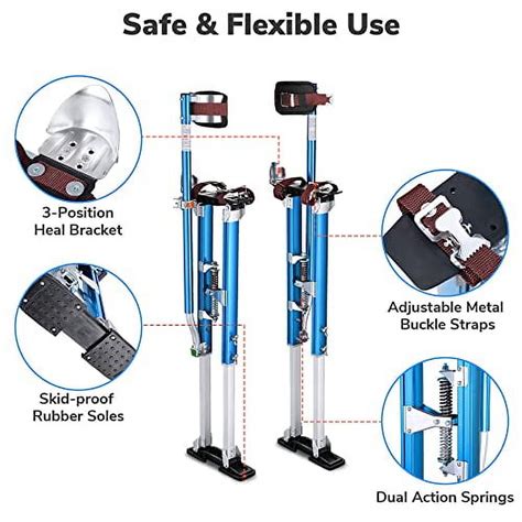 Yescom 36" - 50" Aluminum Drywall Stilts Height Adjustable Lifts Tool for Sheetrock Painting Painter Taping Silver